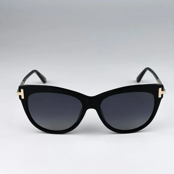 Tom Ford FT0821/S KIRA 01D Sunglasses Black Polarized Gradient Cat Eye Women